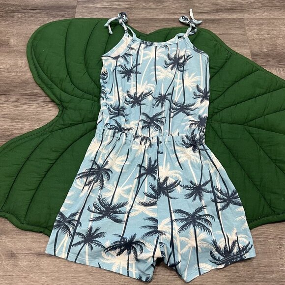 Vermilli Hawaii Girls Small Blue Bells Palm Tree Modal Romper - Picture 2 of 6